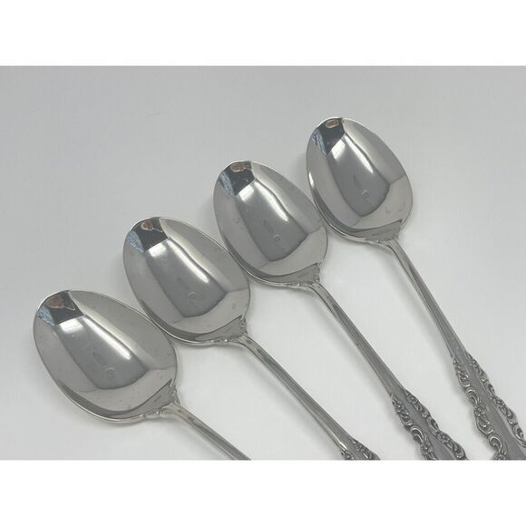 Oneida Shelley Cube USA Stainless Place Dinner Soup Spoons 6 5/8” Set Of 4 - Picture 3 of 6